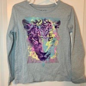 The Children's Place Girls Long Sleeve Gray Animal Graphic Shirt (S/P - 5/6)